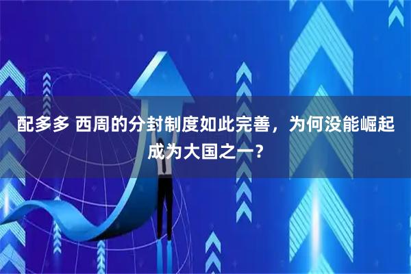 配多多 西周的分封制度如此完善，为何没能崛起成为大国之一？